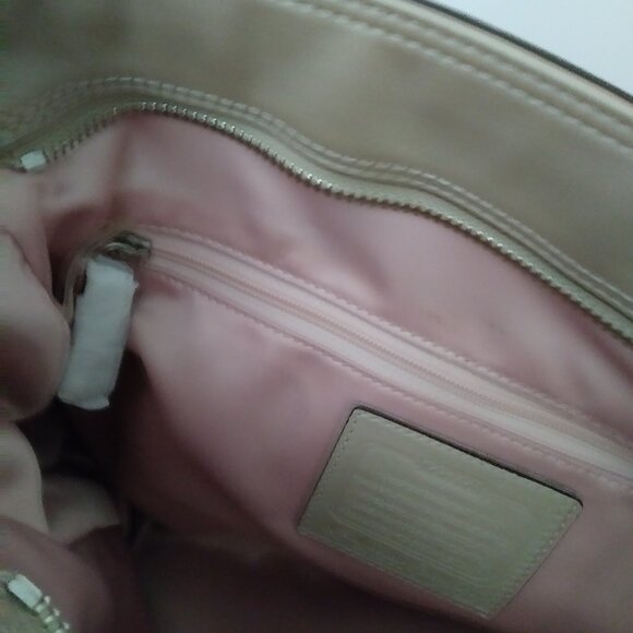 Coach Beige Double Handle Tote Bag - Picture 10 of 12